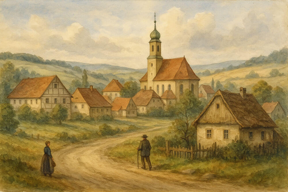 Old church in a small Saxon village in Germany, representing the origin of the bandoneon
